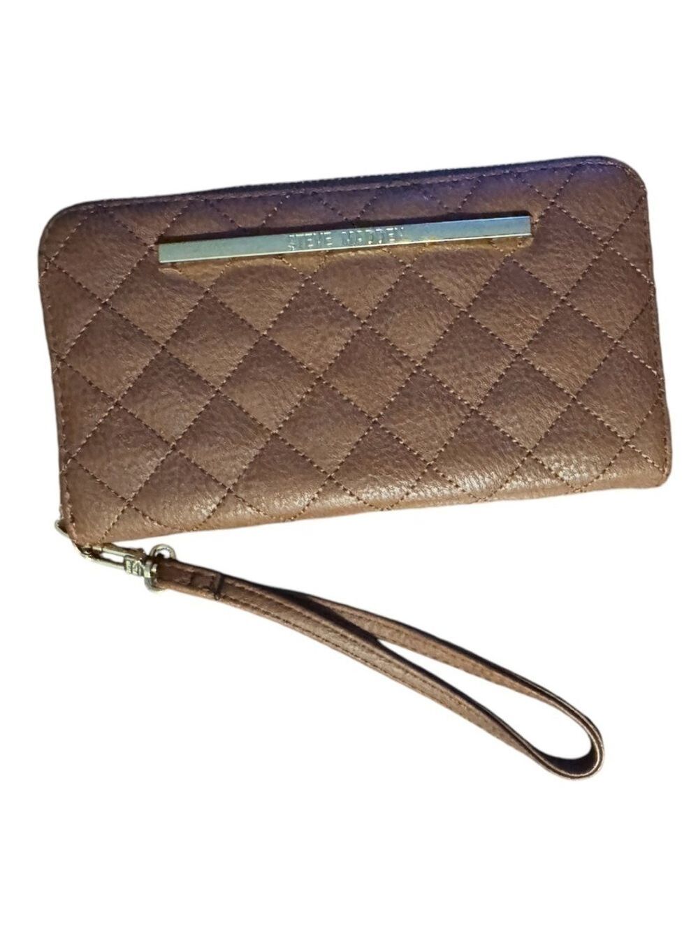 Steve Madden Box Zip Wallet Wristlet Faux Leather Box Style